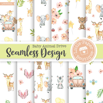 Baby Animal Drive Seamless Digital Paper LPB3059A