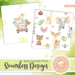 Baby Animal Drive Seamless Digital Paper LPB3059A