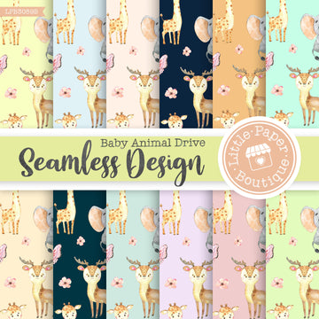 Baby Animal Drive Seamless Digital Paper LPB3059B