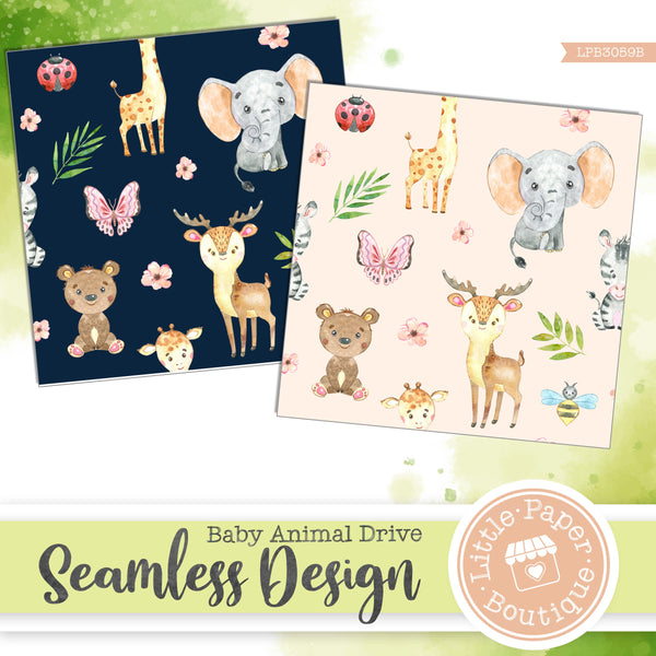 Baby Animal Drive Seamless Digital Paper LPB3059B
