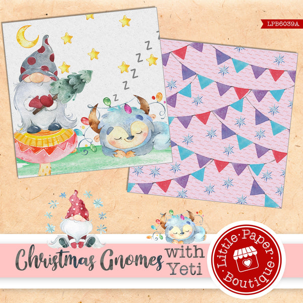 Christmas Gnomes Yeti Digital Paper LPB6039A