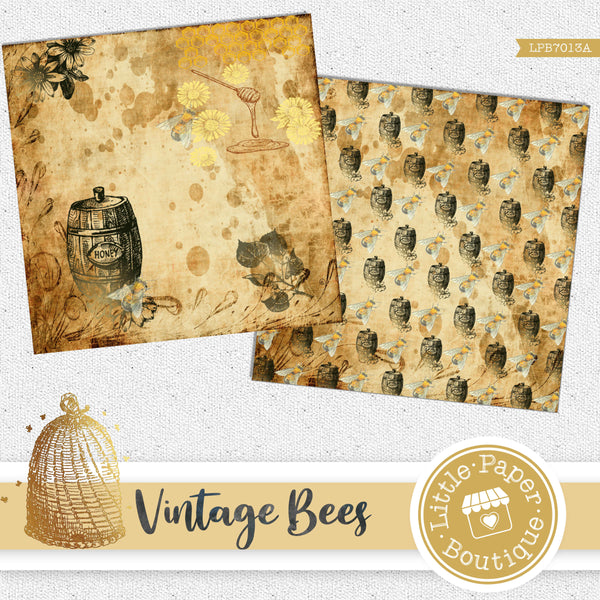 Vintage Bees Digital Paper LPB7013A