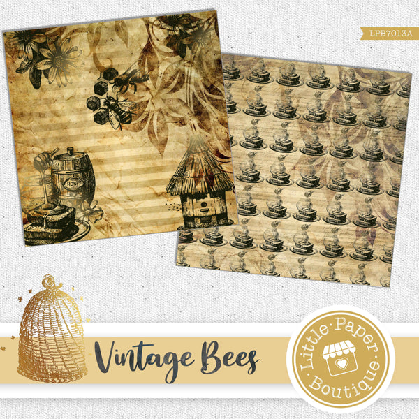 Vintage Bees Digital Paper LPB7013A