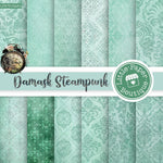 Damask Steampunk Seafoam Green Digital Paper LPB7016AR1