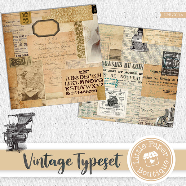 Vintage Typeset Digital Paper LPB7017A