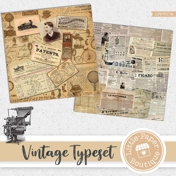 Vintage Typeset Digital Paper LPB7017A