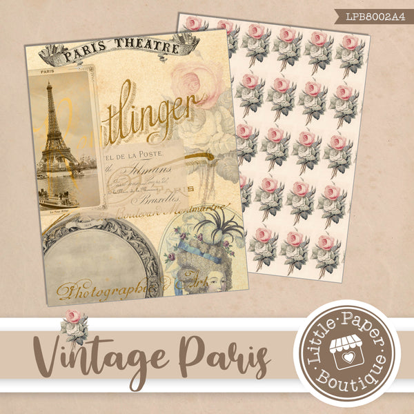 Vintage Paris Letter Size Digital Paper LPB8002A4