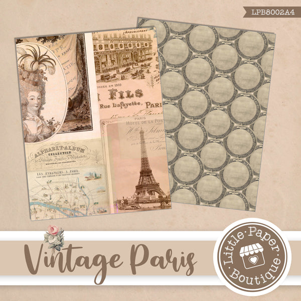 Vintage Paris Letter Size Digital Paper LPB8002A4