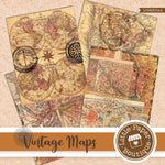 Vintage Maps Letter Size Digital Paper LPB8007A4