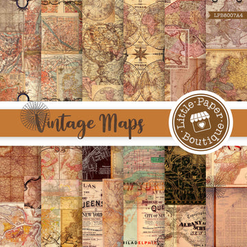 Vintage Maps Letter Size Digital Paper LPB8007A4