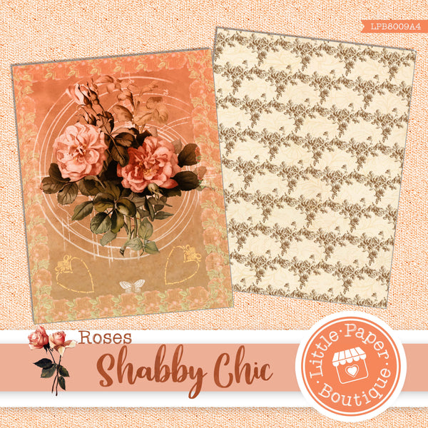 Shabby Chic Roses Letter Size Digital Paper LPB8009A4