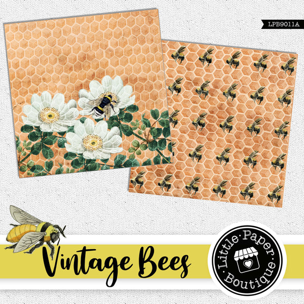 Vintage Bees Digital Paper LPB9011A