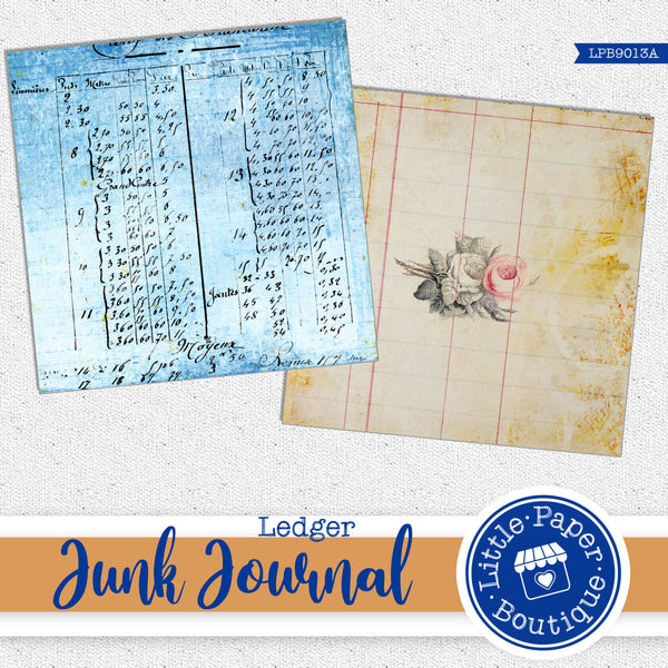 Junk Journal Ledger Digital Paper LPB9013A