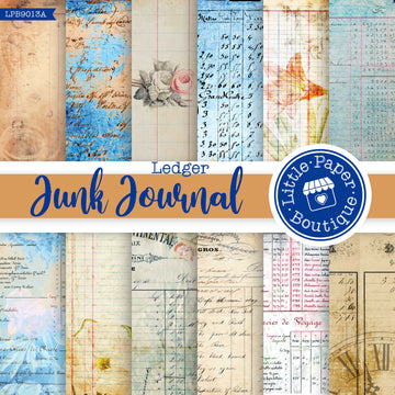 Junk Journal Ledger Digital Paper LPB9013A