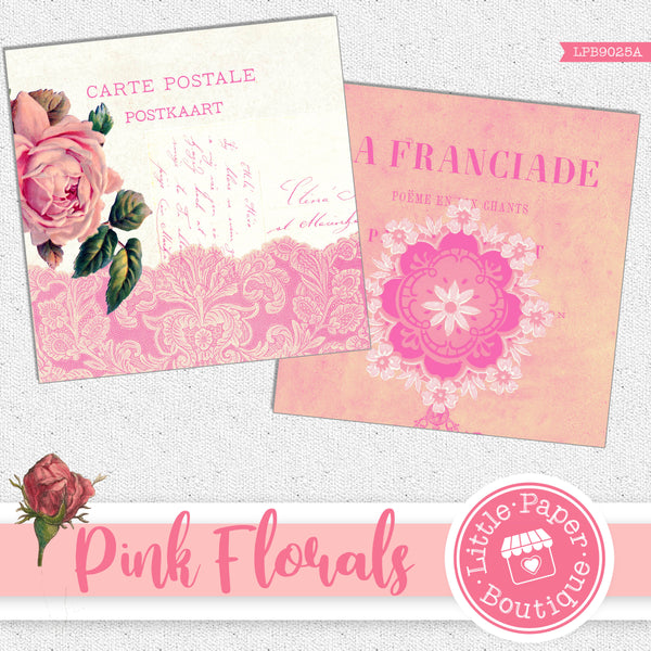Pink Florals Digital Paper LPB9025A