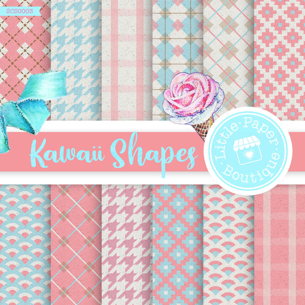Kawaii Shapes Seamless Digital Paper SCS0003B