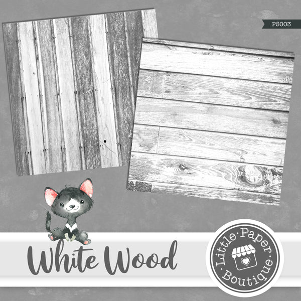 Rustic White Wood Digital Paper PS003B