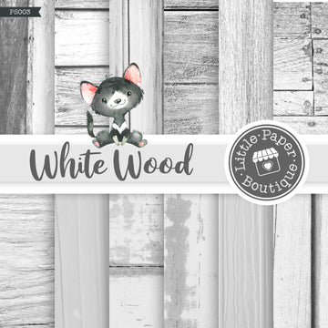 Rustic White Wood Digital Paper PS003B