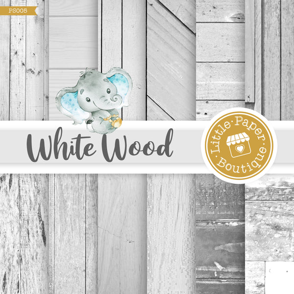 White Wood Background Digital Paper PS005B