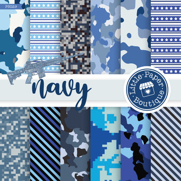 Navy Military Digital Paper PS029B