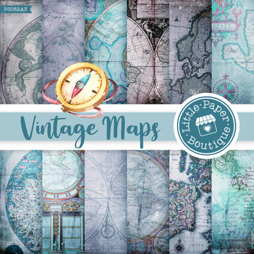 Vintage Grunge Maps Digital Paper PS052A3