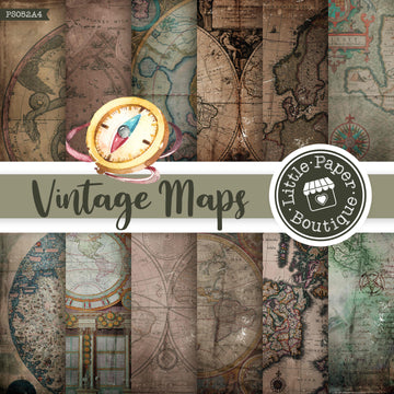 Vintage Grunge Maps Digital Paper PS052A4