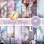 Vintage Grunge Maps Digital Paper PS052A5