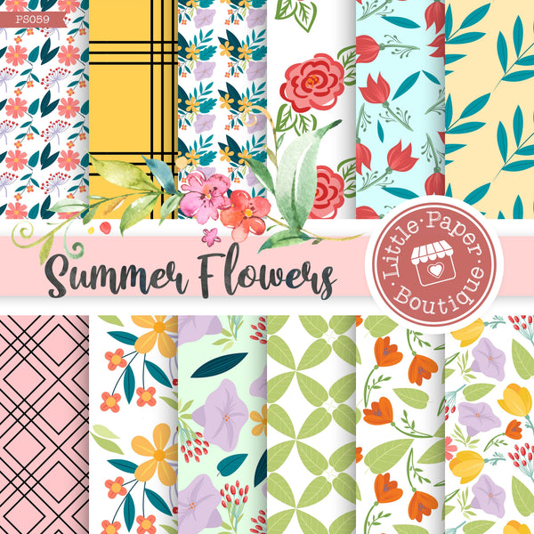 Summer Flowers Digital Paper PS059A