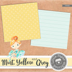 Mint Yellow Grey Digital Paper PS060