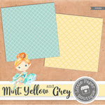 Mint Yellow Grey Digital Paper PS060