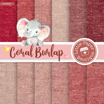 Coral Burlap Digital Paper RCS005B