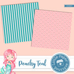 Peachy Teal Digital Paper RCS037B