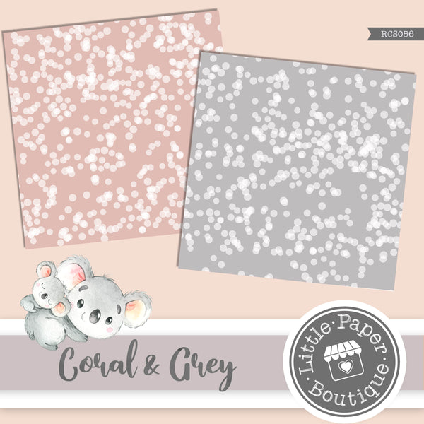 Coral and Grey Digital Paper RCS056B