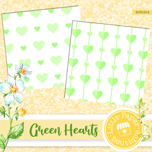 Green Hearts Digital Paper RCS1014B