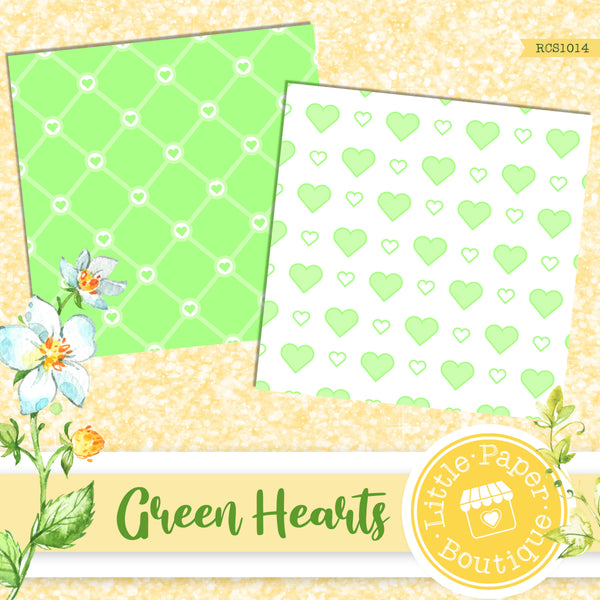 Green Hearts Digital Paper RCS1014B