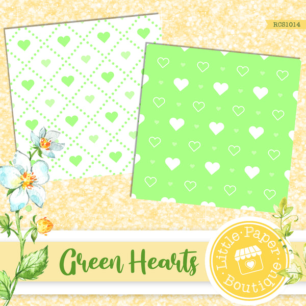 Green Hearts Digital Paper RCS1014B
