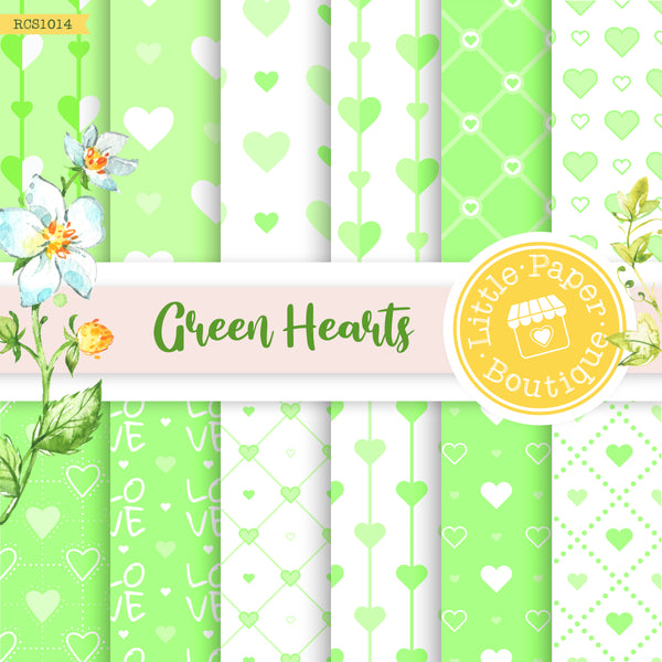 Green Hearts Digital Paper RCS1014B