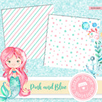 Pink and Blue Digital Paper RCS1023B