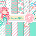 Pink and Blue Digital Paper RCS1023B