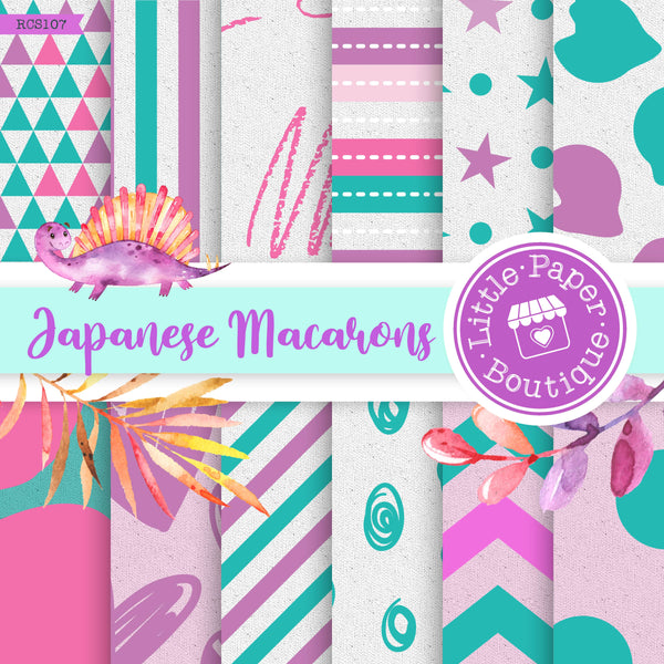 Japanese Macarons Digital Paper RCS107B