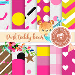 Pink Teddy Bear Digital Paper RCS128B
