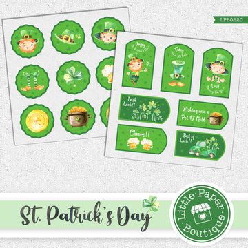 St Patrick's Day Watercolor Ephemera Tags Digital Paper LPB022C