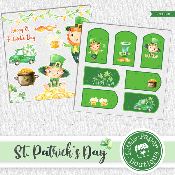 St Patrick's Day Watercolor Ephemera Tags Digital Paper LPB022C