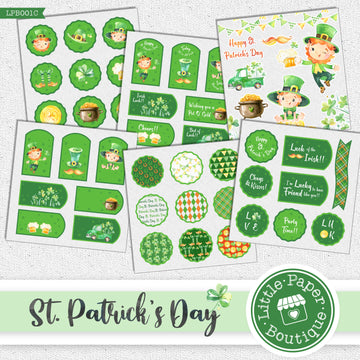 St Patrick's Day Watercolor Ephemera Tags Digital Paper LPB022C