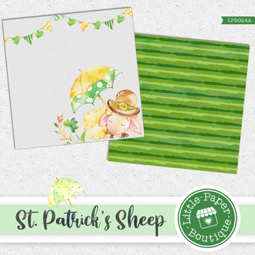 St Patrick's Day Sheep Watercolor Digital Paper LPB024A