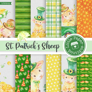 St Patrick's Day Sheep Watercolor Digital Paper LPB024A