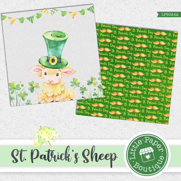 St Patrick's Day Sheep Watercolor Digital Paper LPB024A