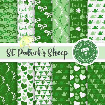 St Patrick's Day Sheep Watercolor Digital Paper LPB024B