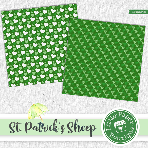 St Patrick's Day Sheep Watercolor Digital Paper LPB024B