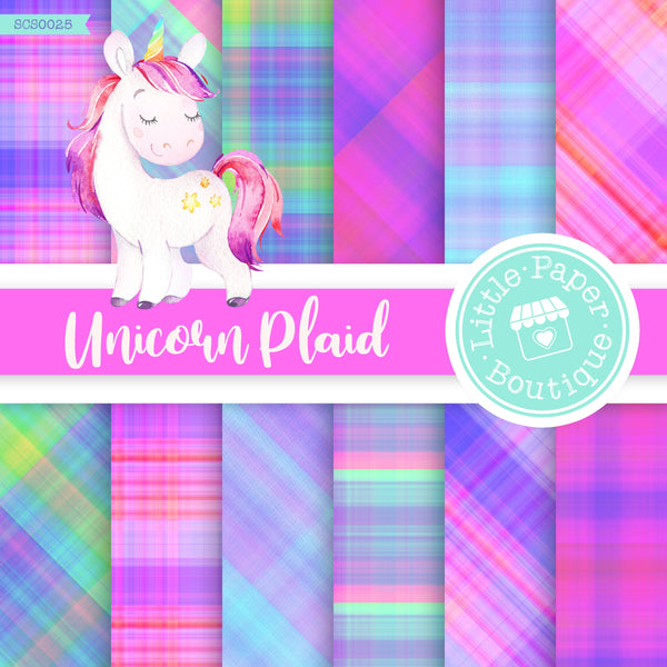Unicorn Plaid Seamless Digital Paper SCS0025B